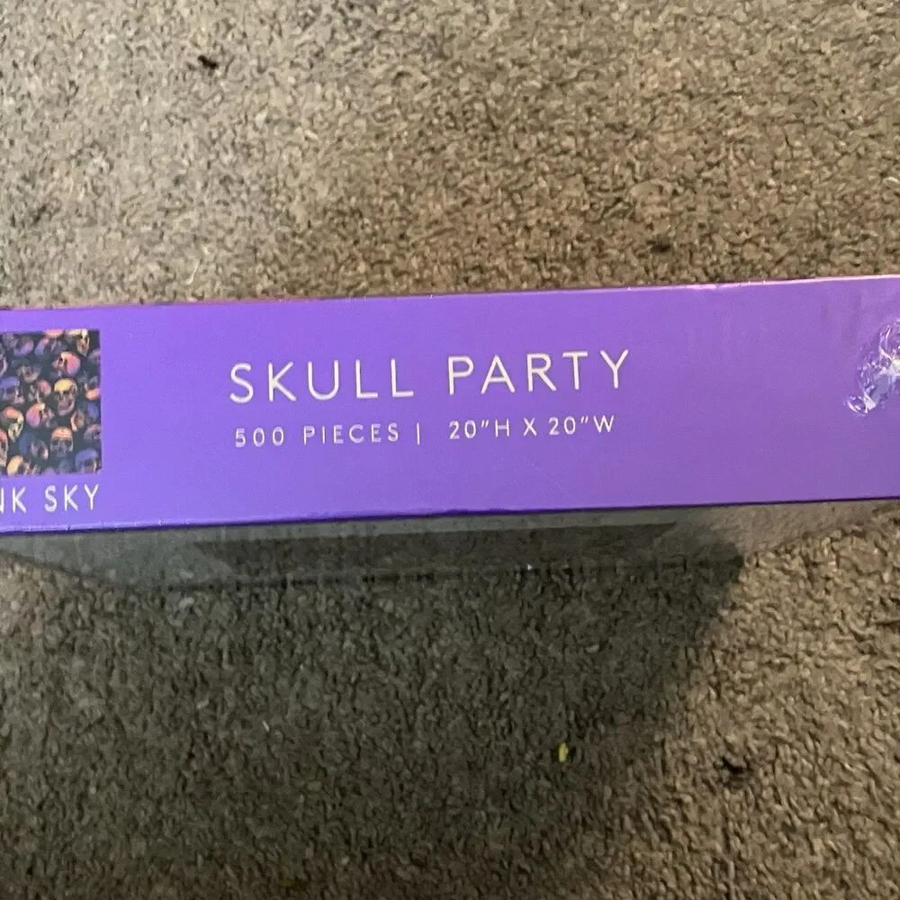 Skull Party Jigsaw Puzzle 500-Pieces Pink Sky New In Box Sealed Halloween Fun
